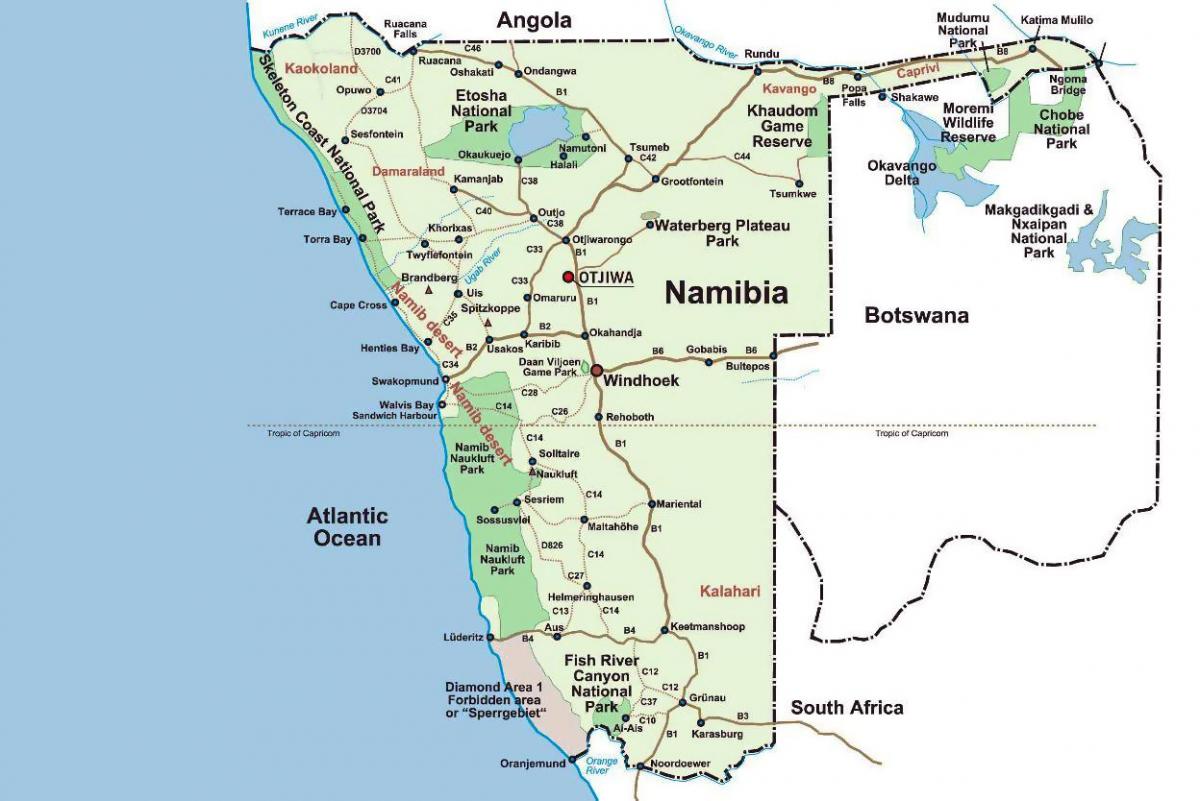 ο χάρτης της Ναμίμπια