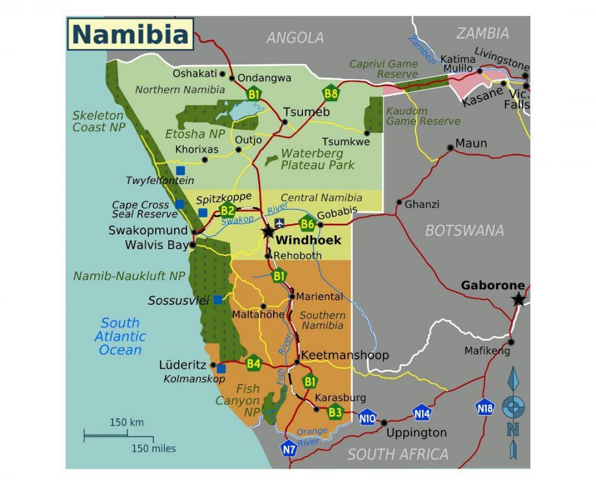 Χάρτης της βόρειας Ναμίμπια 